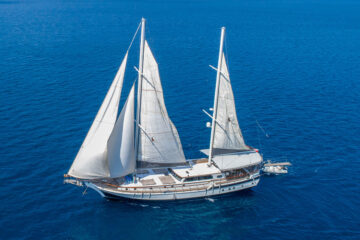 Luxury gulet for charter in a scenic Mediterranean destination, ideal for private yacht rentals and yacht holidays.