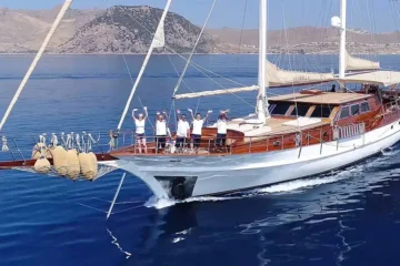 Luxury gulet for charter in a scenic Mediterranean destination, ideal for private yacht rentals and yacht holidays.