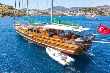 Luxury gulet for charter in a scenic Mediterranean destination, ideal for private yacht rentals and yacht holidays.