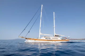 Luxury gulet for charter in a scenic Mediterranean destination, ideal for private yacht rentals and yacht holidays.